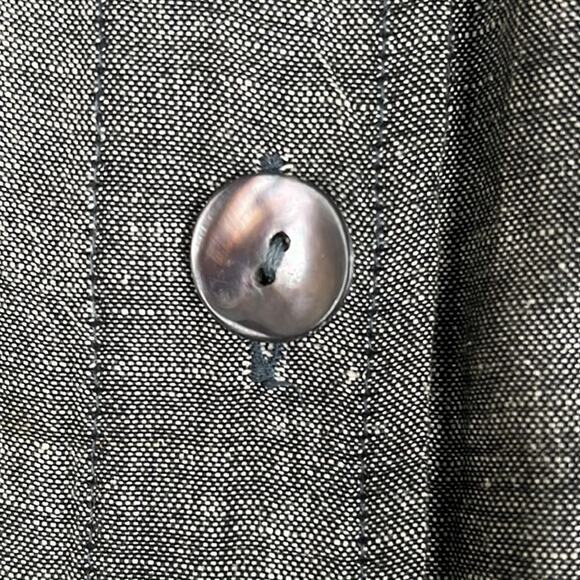 Chico’s Linen Blend Jacket Dark Gray Button Front Closure Pockets Size S - Picture 7 of 9